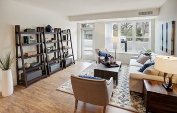 Living area with shelf